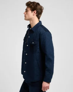 Mixed Media Overshirt, Rivet Navy, XXL