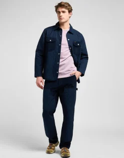 Mixed Media Overshirt, Rivet Navy, XXL