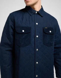Mixed Media Overshirt, Rivet Navy, XXL