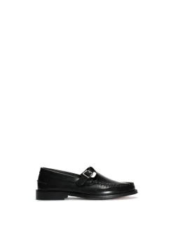 Moccasin T-Bar Loafers, Black, 41