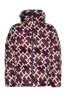 Monogram Puffer Jakke, Rød, XXL