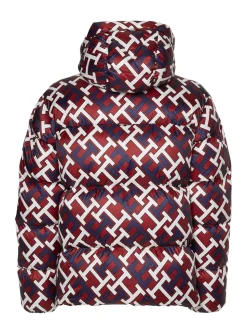 Monogram Puffer Jakke, Rød, XXL