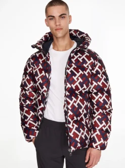Monogram Puffer Jakke, Rød, XXL