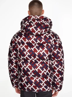 Monogram Puffer Jakke, Rød, XXL