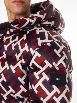 Monogram Puffer Jakke, Rød, XXL