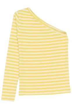 Moore One Shoulder Rib Bluse, Dusky Citron Striped, 122-128 cm