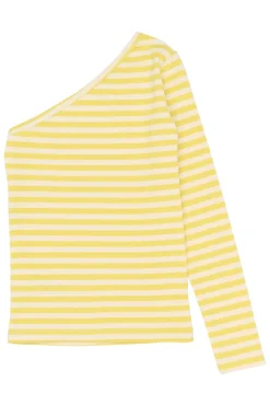 Moore One Shoulder Rib Bluse, Dusky Citron Striped, 122-128 cm