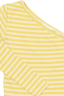 Moore One Shoulder Rib Bluse, Dusky Citron Striped, 122-128 cm