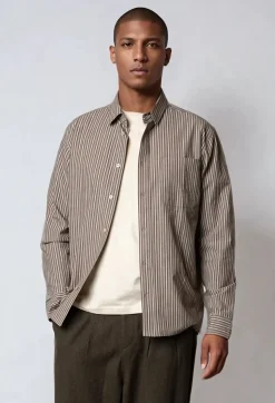 Mosh Stripe Skjorte, Coffee, M