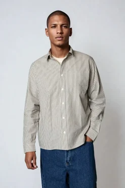 Mosh Stripe Skjorte, Light Sand, L