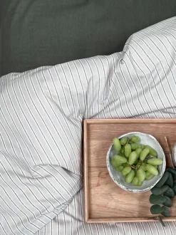 Multi Stripe Sengelinned, Mud, 140x200 cm