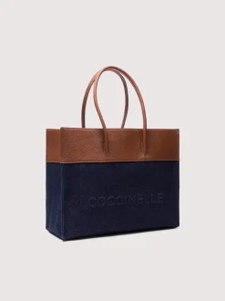 Myrtha Denim Håndtaske, Blue Den/Cognac