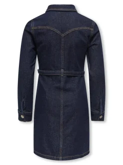 Myth Belt Denim Kjole, Dark Blue Denim, 158 cm