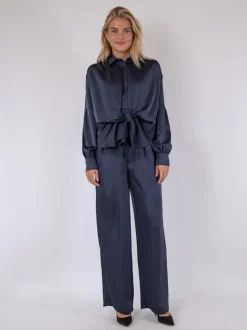 Naja Satin Skjorte, Midnight Blue, 36