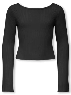 Natasja Deep Back Bluse, Black, 146-152 cm