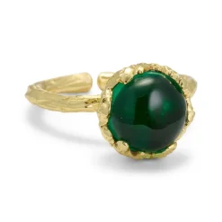 Natursten Ring, Gold Plated Green