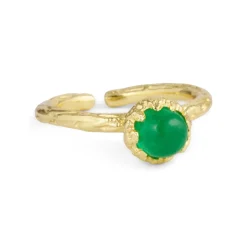 Natursten Ring, Gold Plated Green Hydro