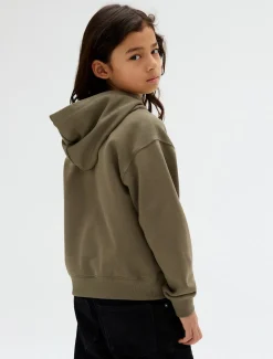 Neck Embro Logo Terry Hættetrøje, Dusty Olive, 128 cm