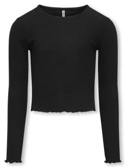 Nella O-Neck Bluse, Black, 158-164 cm