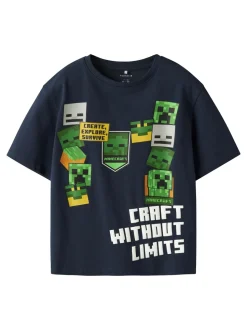 Nels Minecraft T-shirt, Navy Blazer, 134-140 cm