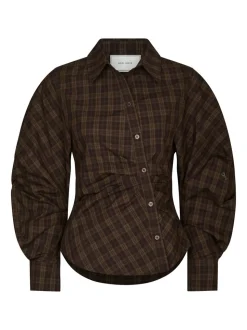 Neoella Check Skjorte, Dark Brown, 38