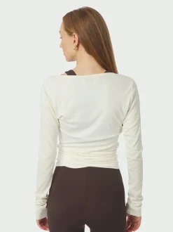 Nia Jersey Wrap Bluse, Ivory, 36
