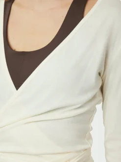 Nia Jersey Wrap Bluse, Ivory, 36