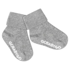 Non-Slip Cotton Strømper, Grey Melange, 23-26