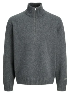 Norrebro Half Zip Striktrøje, Dark Grey Melange, 164 cm