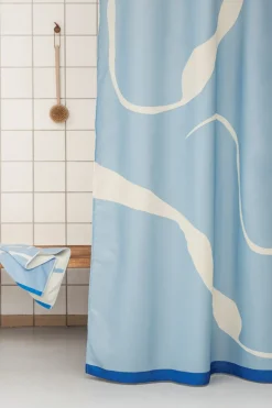 Nova Arte Badeforhæng, Light Blue/Offwhite, 150x200 cm