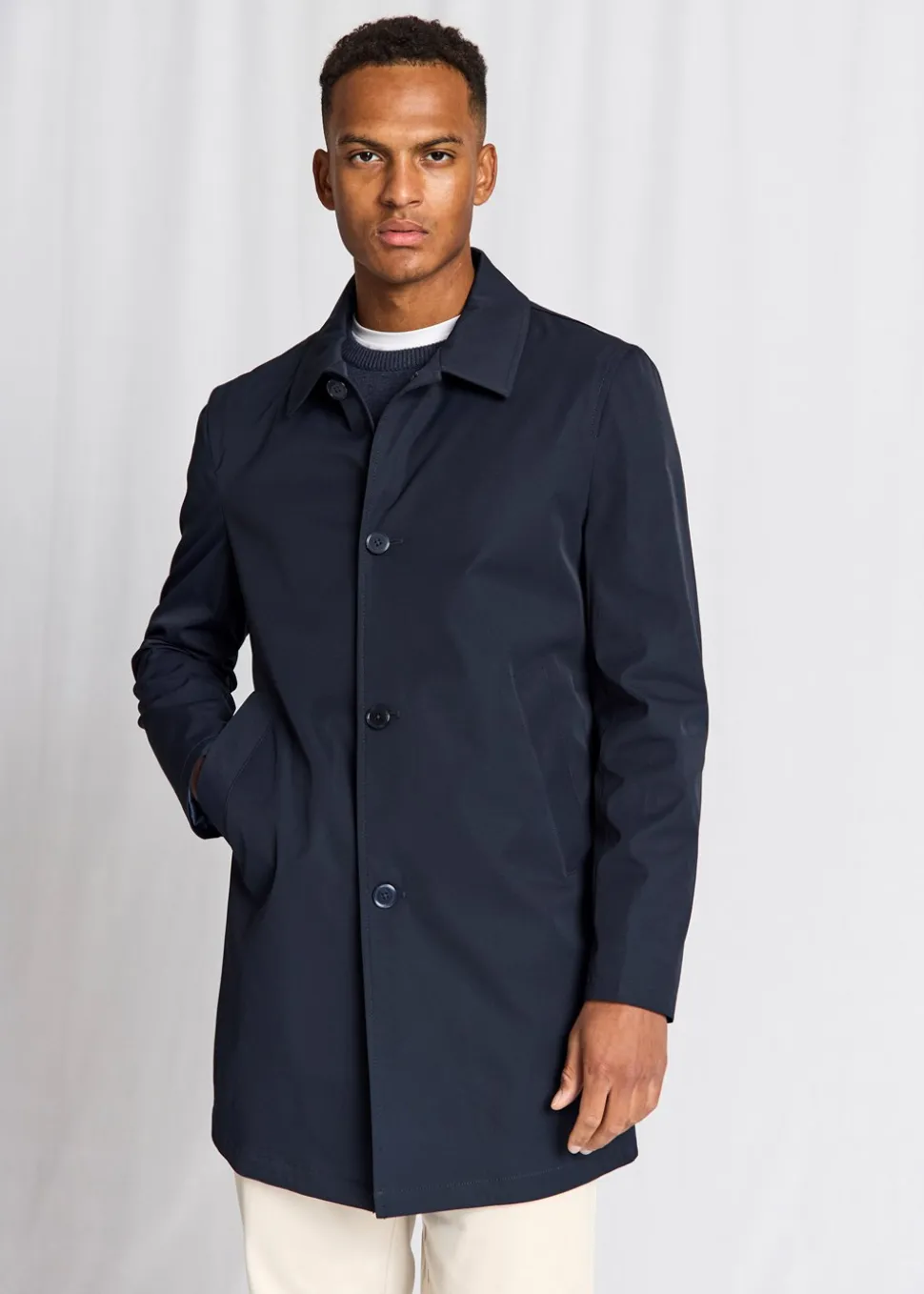 Novello Regular Fit Coat, Navy, M