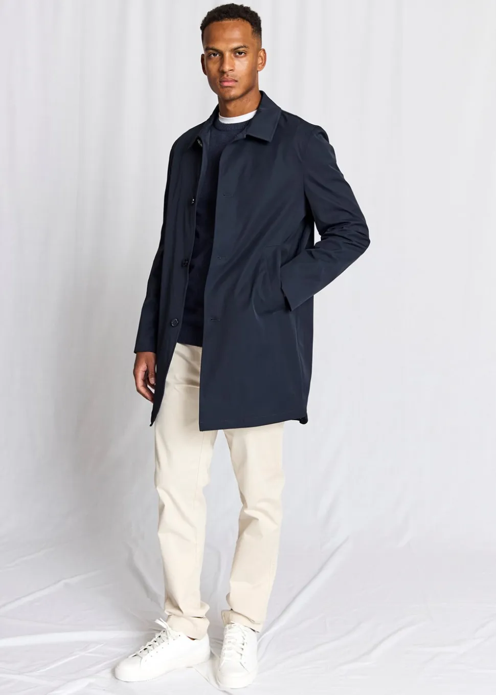 Novello Regular Fit Coat, Navy, M