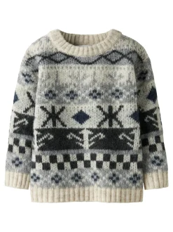 Oddur Striktrøje, Cloud Dancer, 110 cm