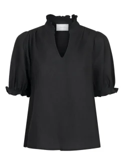 Odesa Linen Bluse, Black, 38