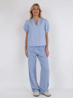 Odesa Linen Bluse, Light Blue, 40