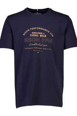 O-Neck Print T-shirt, Navy, L