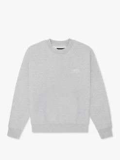 Organic Fitted Crewneck Sweatshirt, Heather Grey, M
