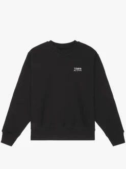 Organic Fitted Crewneck Sweatshirt, Black, M