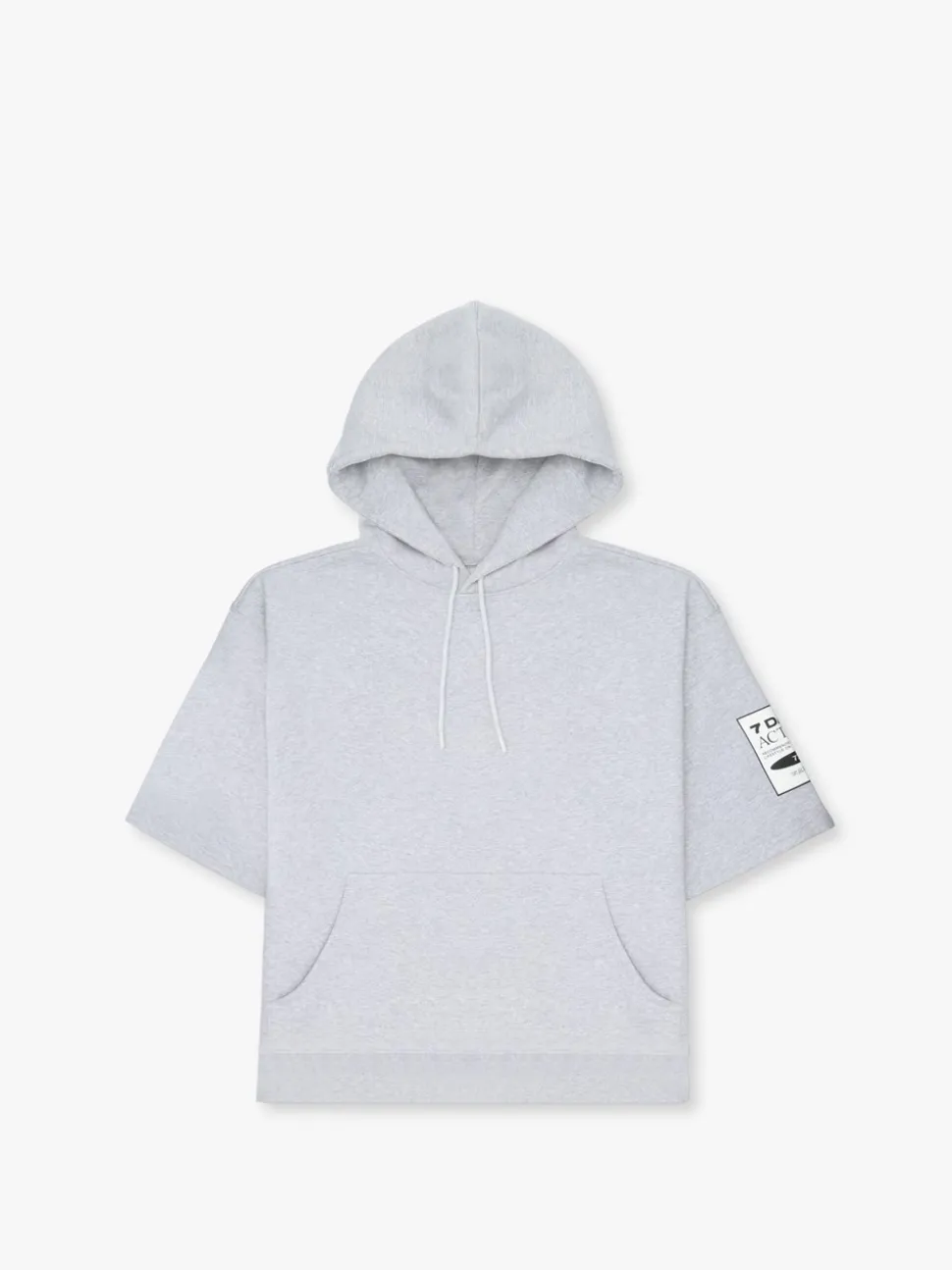 Organic Short Sleeve Hættetrøje, Heather Grey, XL