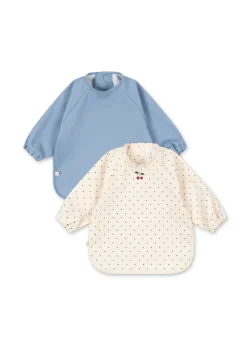 2-pak Hagesmæk Med Ærmer, Navy Dot/Rain Washed, 18-36 mdr.