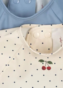 2-pak Hagesmæk Med Ærmer, Navy Dot/Rain Washed, 18-36 mdr.