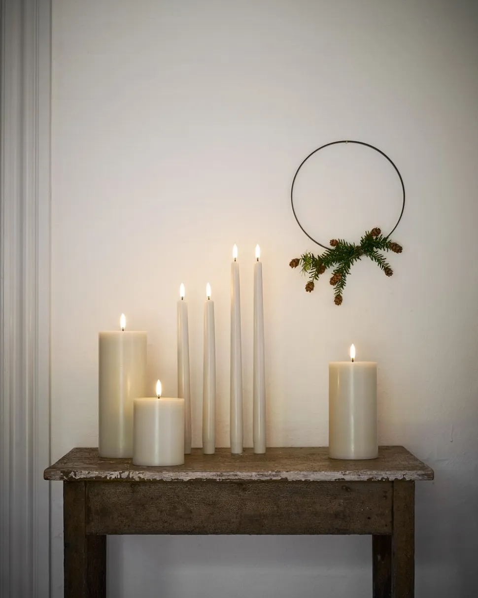 2-pak LED Kronelys, Oyster Grey