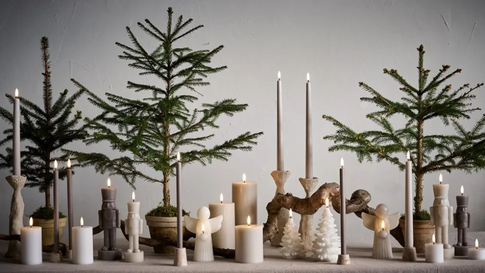 2-pak LED Kronelys, Oyster Grey