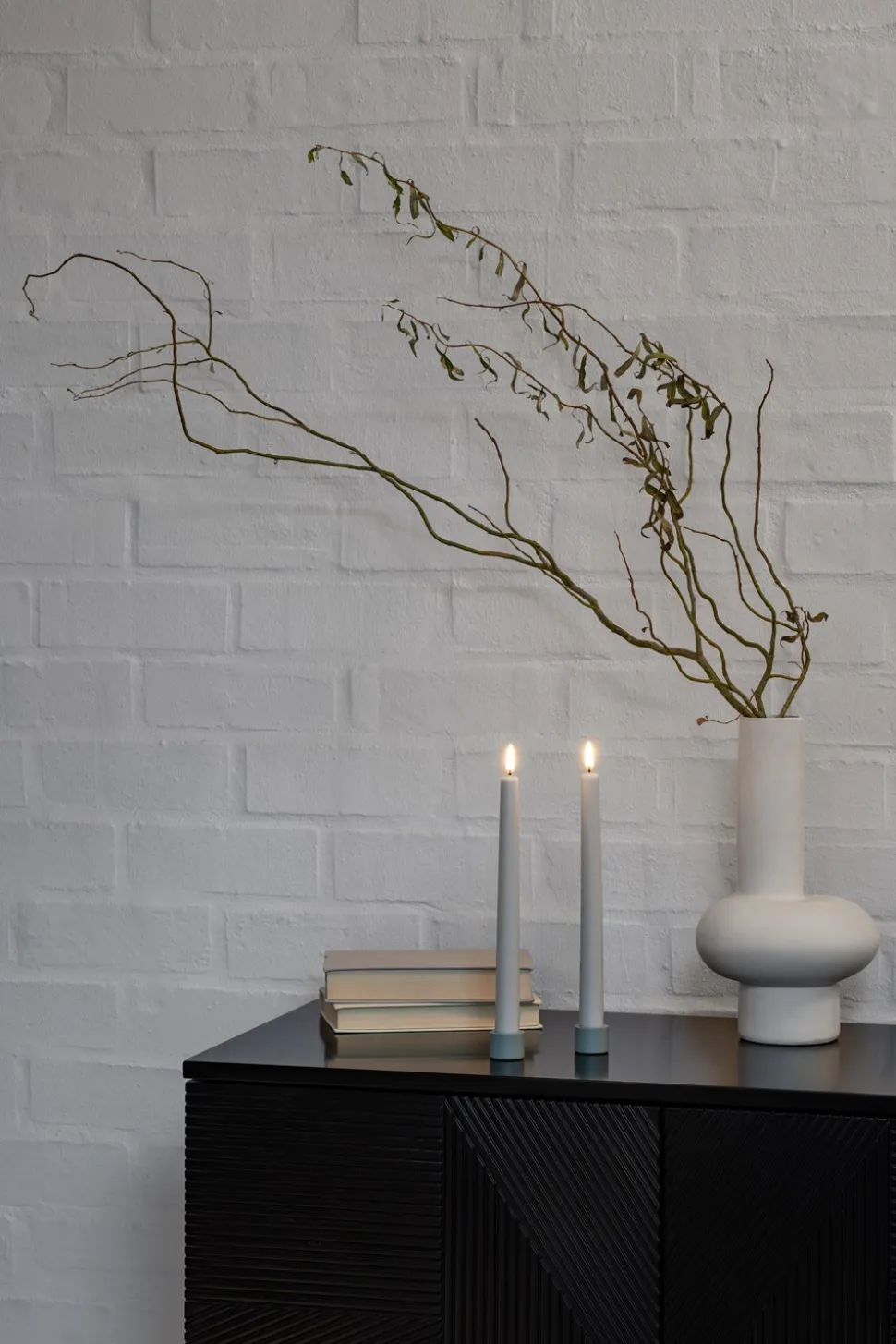 2-pak LED Kronelys, Oyster Grey