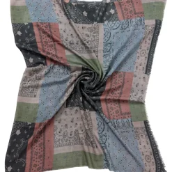 Patchwork Tørklæde, Grey/Camel