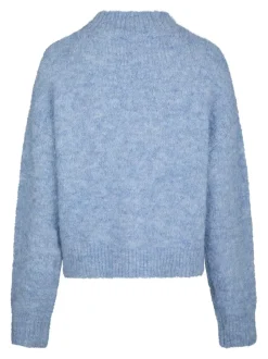 Paulina Fluffy Knit Striktrøje, Dusty Blue, 38