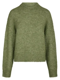 Paulina Fluffy Knit Striktrøje, Dusty Green, 40