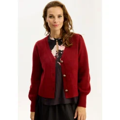 Pearl Cardigan, Burgundy, L