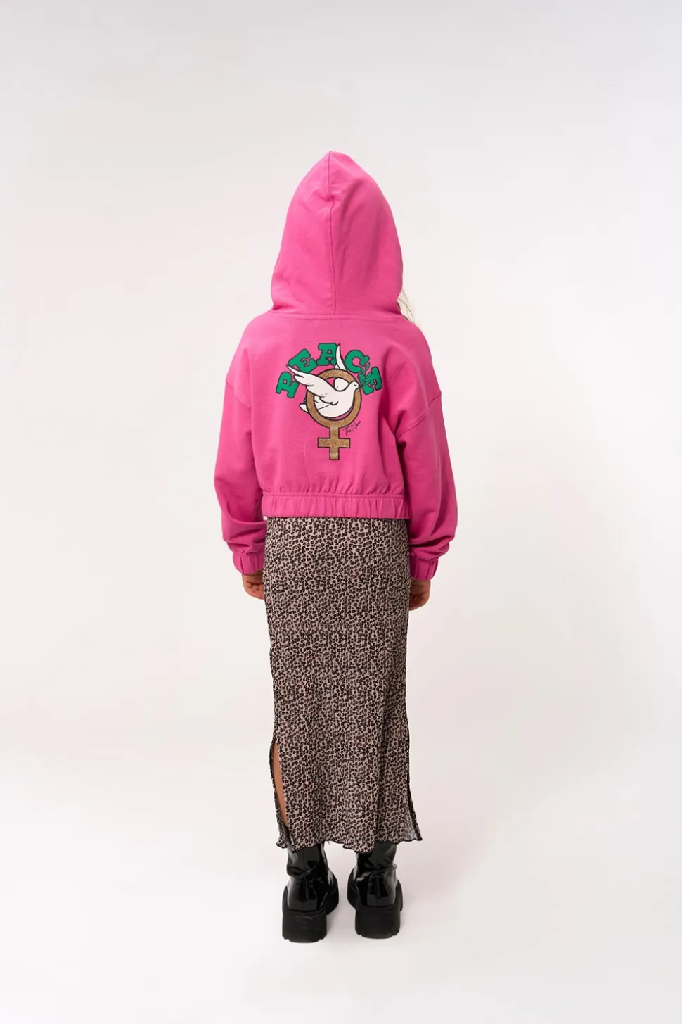 Pet Long Pleat Nederdel, Feather Gray AOP, 134-140