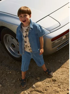 Peter Skjorte, Dark Blue Denim, 116 cm